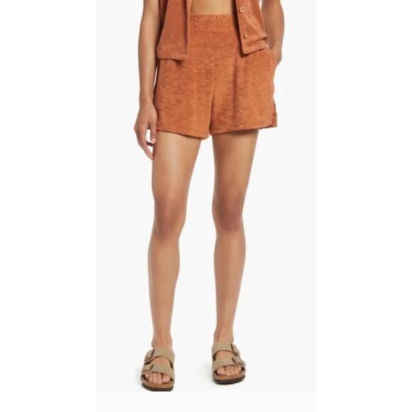 MARINE LAYER | Cloud 9 Terry Cloth Shorts in Sienna Burnt Orange| Small - Picture 1 of 5